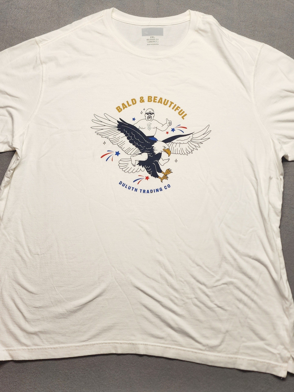Duluth Trading Company Bald And Beautiful Longtail T-Shirt, New, White 2XL